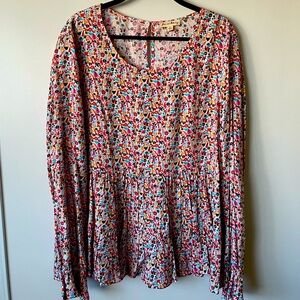 Jane and Delancey Peplum Shirt floral size XL